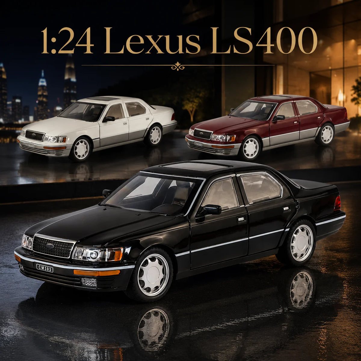 1/24 Lexus LS400 Classical Toy Car Model Diecast Alloy Metal Miniature Vehicle Model Sound & Light Collection Gift For Boyfriend