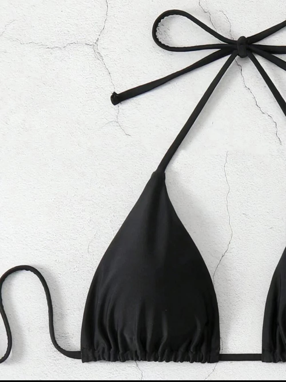 Sexy Solid Halter Lace Up Low Waist Bikini Set Women's 2 Pieces Swimsuit Triangle Thong Swimwear Bathing Suit Brazilian Biquini