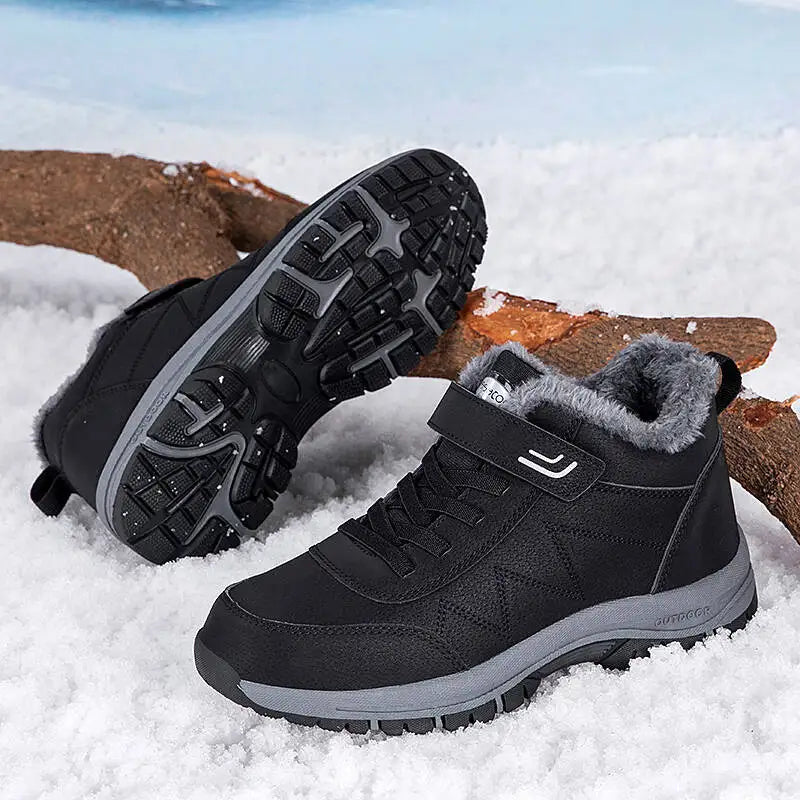 Winter Men Boots Microfiber Leather Snow Boots Man Plush Warm Causal Shoe Waterproof Men Boots Male Sneakers Spring Ankle Boots