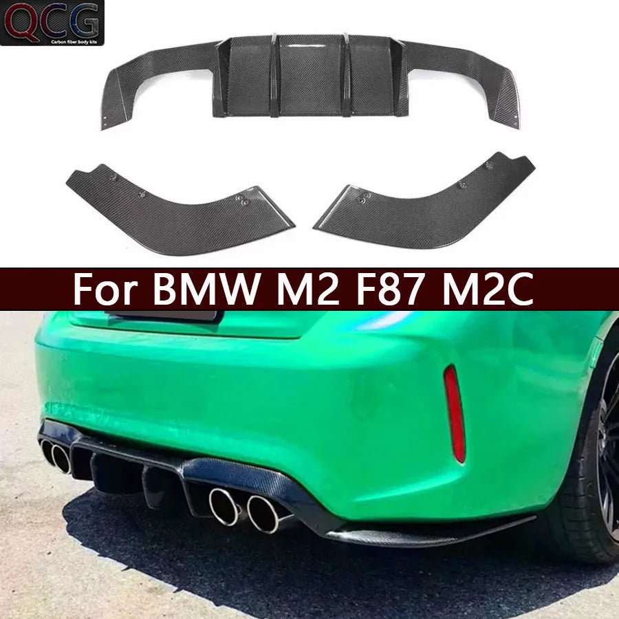 For BMW M2 F87 M2C Carbon Fiber Back lip Car Rear Bumper Diffuser Rear Splitters Spoiler V Style Car Accessories Body Kits