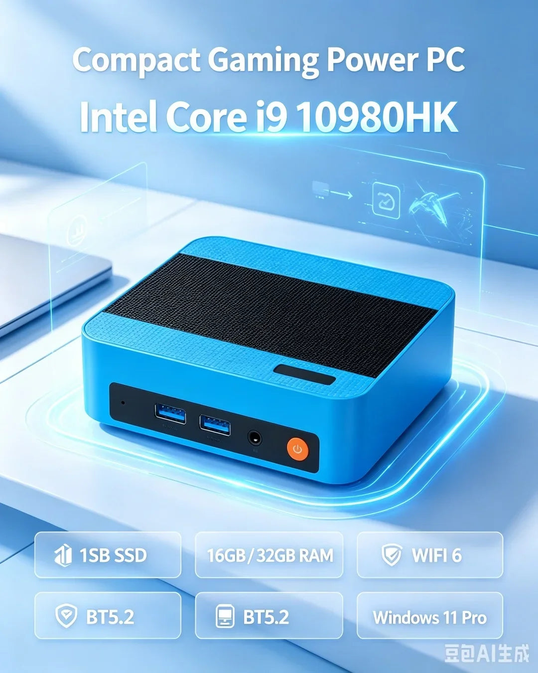 Stylish Multicolor Portable Mini PC I9-10980HK Win11 Pro 32GB 2TB SSD WiFi6 BT5.2 4K Workstation for Game Stream & Edit