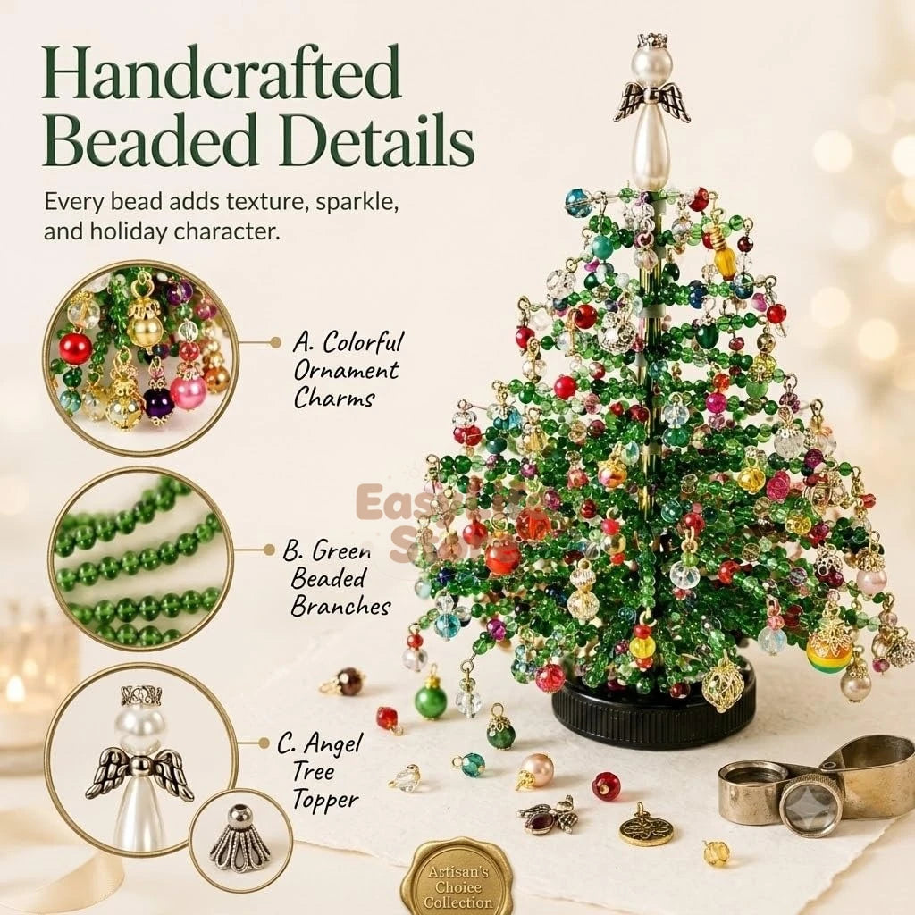 DIY Beaded Christmas Tree Kit 3D Crystal Craft with LED Lights, Stress-Free Holiday Activity&Handmade Gift for Adults,Teens,Kids