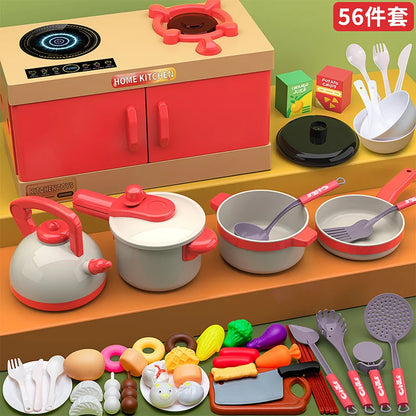 Kids Kitchen Toys Set 84/70/56/33 PCS Play Kitchen Accessories Kit with Play Pots Pretend Food Cooking Toy Toddler Girl Boy Gift