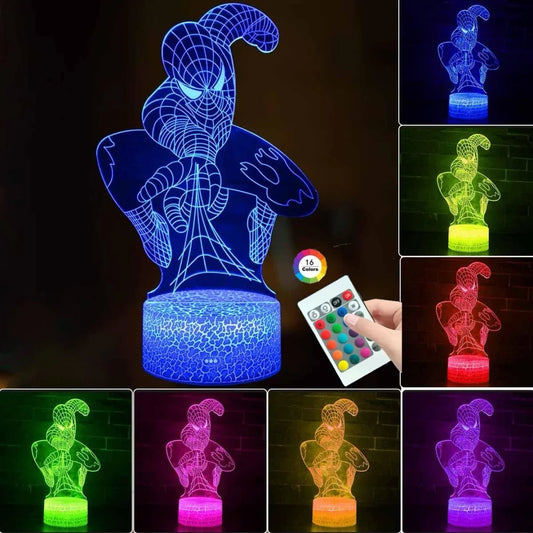 Hot 7/16 Colors Touching/Remote Control LED Anime Hero Man 3D Acrylic  Light Table Ornament Gifts Colorful Home Decoration