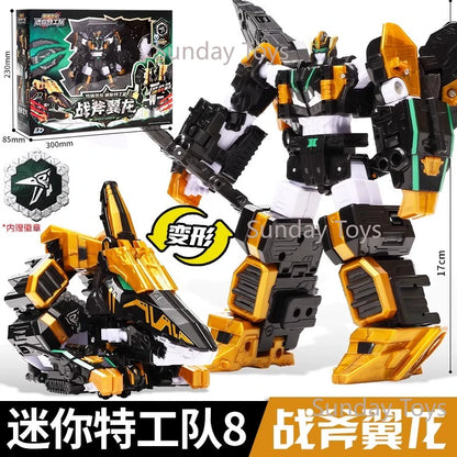 New Miniforce 8 Super Dinoid Transform Combined Mecha Robot Action Figures Toys Mini Force Rex Battle King Deformation Model Toy