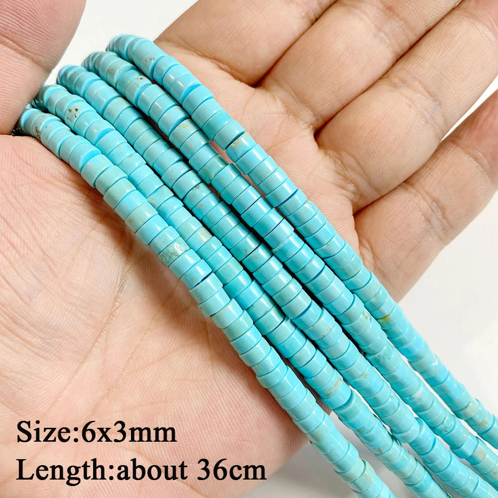 Blue Turquoise Stone Bead Irregular Round Oval Square Heart Loose Spacer DIY Beads Fit Jewelry Making Bracelet Necklace Handmade