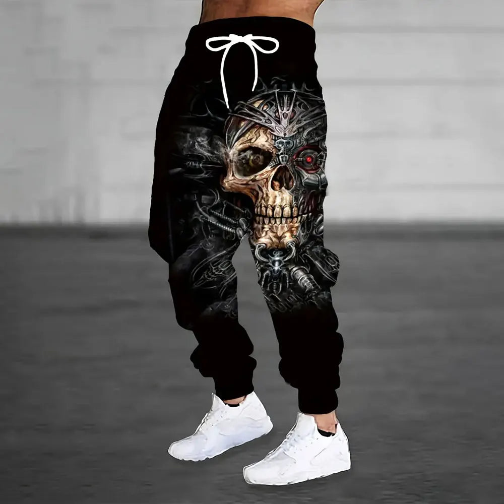 Winter New Thick Warm Pants Fashion 3D Geometric Pattern Printed Sweatpants Men Loose Casual Pocket Drawstring Sweatpants