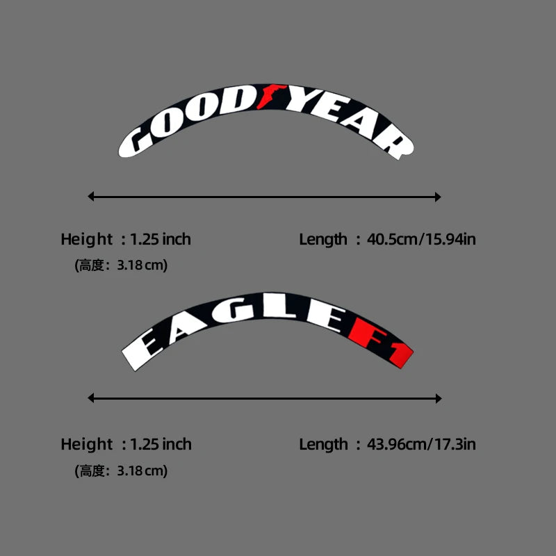 8pcs Car Tire Wheel Stickers Car Tuning Universal 3D Permanent PVC Joined Lettering Sticker Car Stickers Car Lettering Sticker