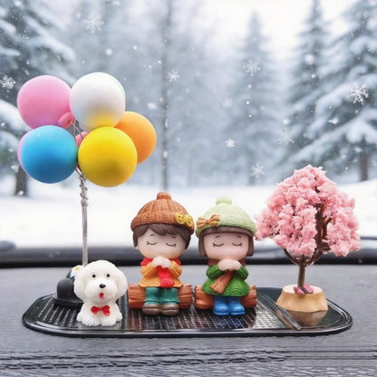 Cute Cartoon Couple, Car Decoration, Romantic Figurines, Balloon Decor, Car Ornament, Dashboard Accessory, Romantic Gift