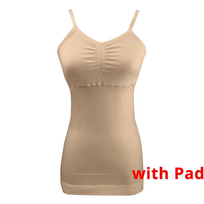 Women Tummy Control Shapewear Smooth Body Shaping Camisole Padded Tank Tops Slimming Underwear Seamless Compression Shaper