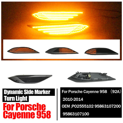 Fit For Porsche Cayenne 958 92A 2010- 2014 2pcs LED Dynamic Amber Turn Signal Light Side Fender Marker Lamp PO2555102
