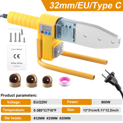 800/1000W Pipe Welding Machine 220V Pipe Welding Iron PB/PP/PE/PPR Pipe Welding Tools, Home Water Pipe Plastic Welding Tools
