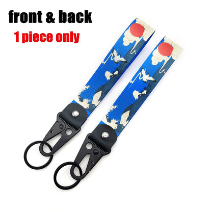 Hokkaido Car Keychain Textile JDM Key Ring Buckle Lanyard Kanagawa Surf Decoration For Honda Mitsubishi Subaru Auto Accessories