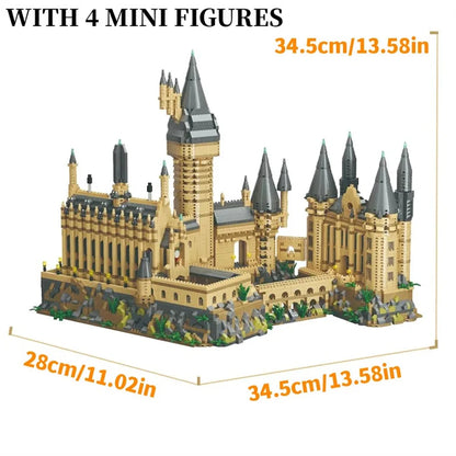 2025 DIY Creative Medieval Magic Movie Castle School   Micro Bricks Architecture Palace Model Birthday Christmas Halloween gifts