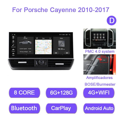 12.3 Inch For Porsche Cayenne 2010-2018 Android 15 8-Core 8G+256G Car Multimedia Player Stereo Receiver Radio GPS 4G Carplay