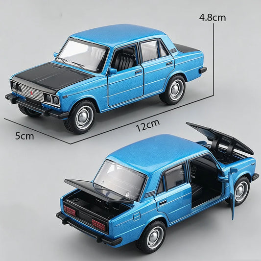 1:36 LADA Alloy Diecast Toys Model Car Rear Wheel Return Force Doors Can Be Opened Miniature Vehices Study Collection Decoration