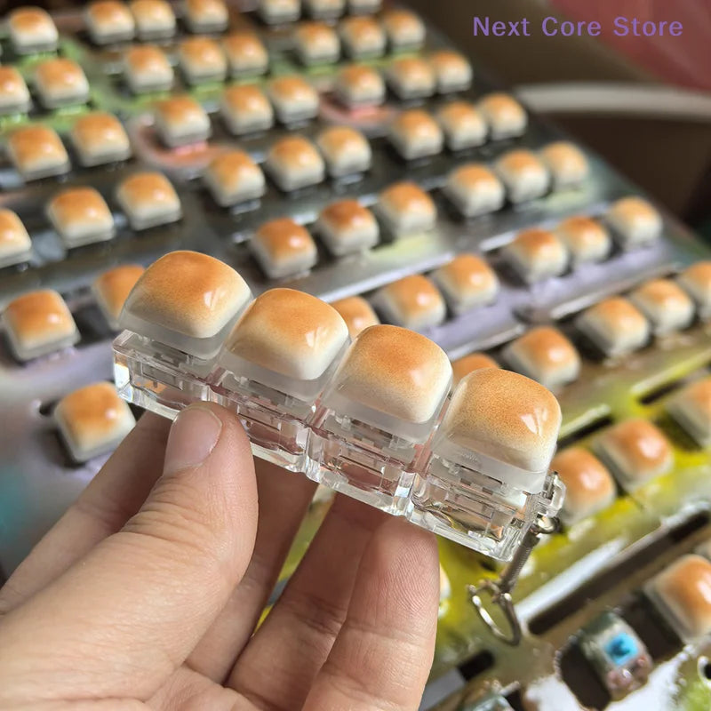 [NC]1PC Caramel Bread Keyboard Stress Relief Button Light Keycap Backpack Pendant Keychain For Office Adult Accessory[NC]