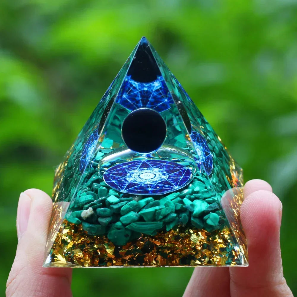 Energy Pyramid Orgonite Reiki Natural Amethyst Ball Healing Crystals Chakra Tool Ornaments Resin Stones Craft Kids Gift