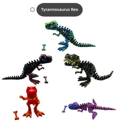 5-Piece 3D Printed Dinosaur Set with Movable Joints, Including Ankylosaurus, Sauron, and Spinosaurus, Home and Decor Display Pie