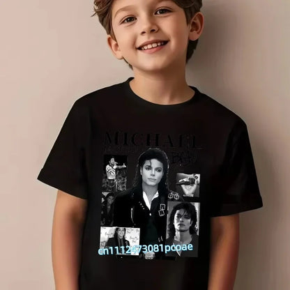 King of Pop Michael Jackson Children T-Shirt Cartoon Cotton Tops Kid Boy Girl MJ Tee Shirts Casual Clothes Birthday Gift 2026