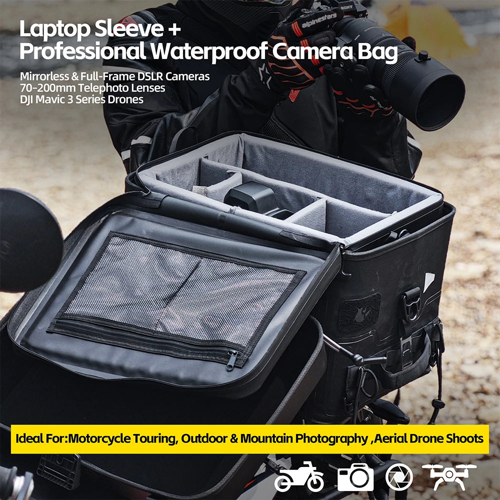 Rhinowalk Motorcycle Tail Dry Bag Waterproof Motor Rear Seat Bag Camera Or Cooler Bag Motorcycle Hard Case Luggage Helmet Bag