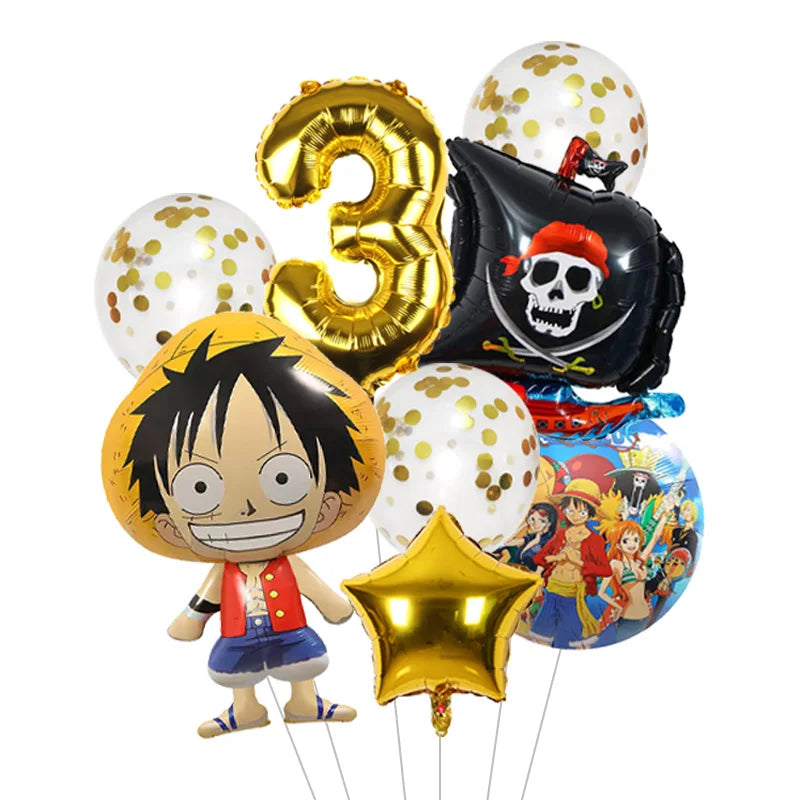 Anime One Piece Aluminum Film Balloons Luffy Shape Foil Balloon Boys Birthday Party Decoration Items