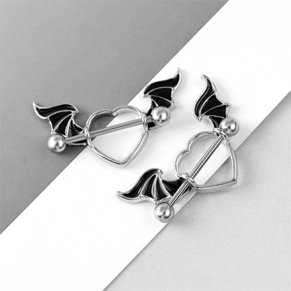 2Pcs 14G 16G Titanium Nipple Barbell For Women Men Gothic Punk Skull Alien Vampire Teeth Nipple Rings Body Meme Piercing Jewelry