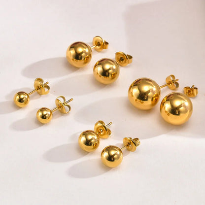 Round Stainlesss Steel Ball Stud Earring for Women,Simple Polished Ball Earring Hypoallergenic Jewelry 6mm-12mm