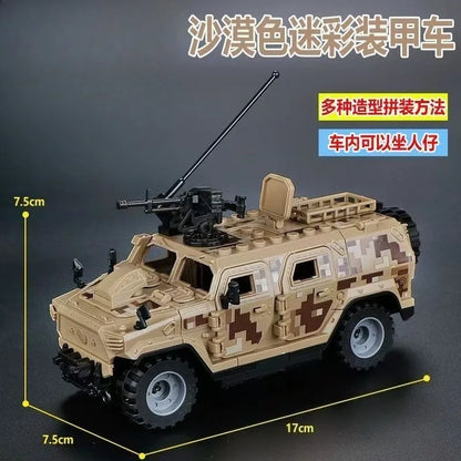 World War II TBS Commandos Military Hammer Armored Vehicle Building Block Kit Military Soldiers Transport Chariot Model Toy Gift