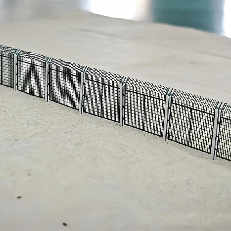 N Scale Metal Protective Fence With 8 Columns Model For DIY Building Fence Wall Sand Table Railway Train Scene Diorama Kit 1PCS