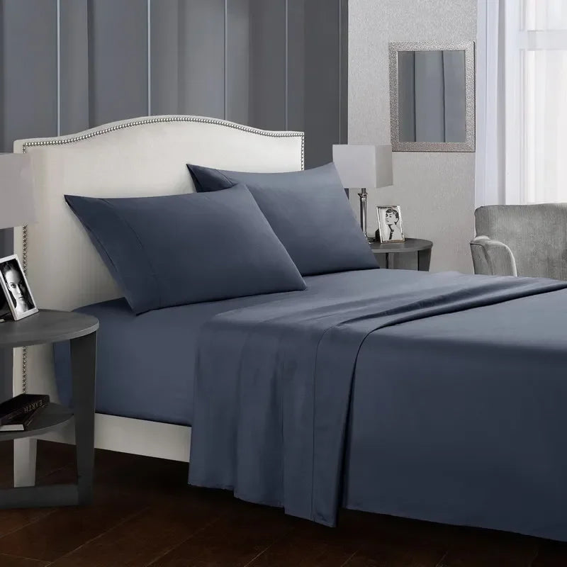 Solid Color Soft Brushed Bed Set Fitted Sheet Flat Sheet Pillowcase Bedding Set Bed Sheet Twin Full Queen CA King 3/4 Pieces