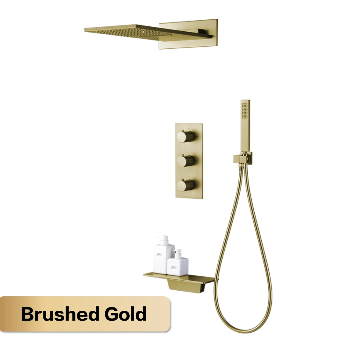 Luxury Gun Grey Brass Wall Mounted Constant Temperature Shower System Embedded Cold and Hot Water 4-Function Bathroom Mixer