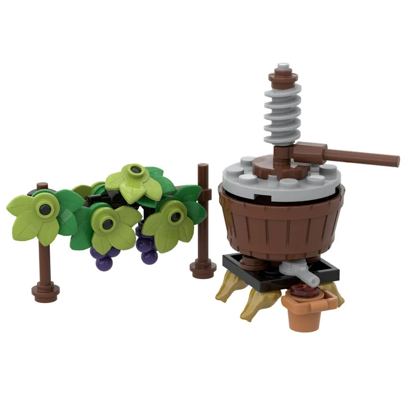 Medieval Scene Building Blocks Castle Street View Winery Tavern Loom Stove Leather Drying Rack Shooting Range Cannon Bricks Toys