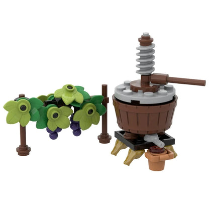 Medieval Scene Building Blocks Castle Street View Winery Tavern Loom Stove Leather Drying Rack Shooting Range Cannon Bricks Toys
