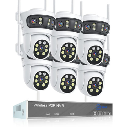 Movols 6MP Three Lens PTZ H.265 Wireless CCTV System Two Way Audio Waterproof IP Security Camera 10CH NVR Surveillance System