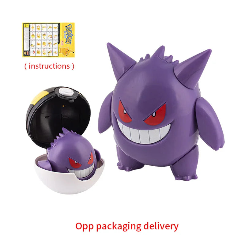 Pokemon Figure Dragonite Gengar Mew Snorlax Lapras Pokeball Elf Ball Deformation Toy Pikachu Monster Educational Doll Kids Gift