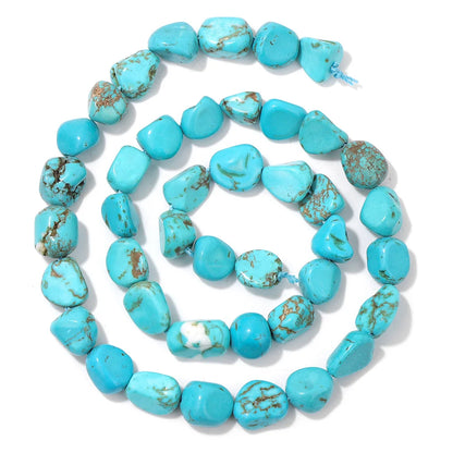 Blue Turquoise Stone Bead Irregular Round Oval Square Heart Loose Spacer DIY Beads Fit Jewelry Making Bracelet Necklace Handmade