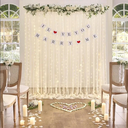3M LED White Tulle Backdrop Curtains with Light Decoration for Wedding Engagement Birthday Party Baby Shower Decor Supplies