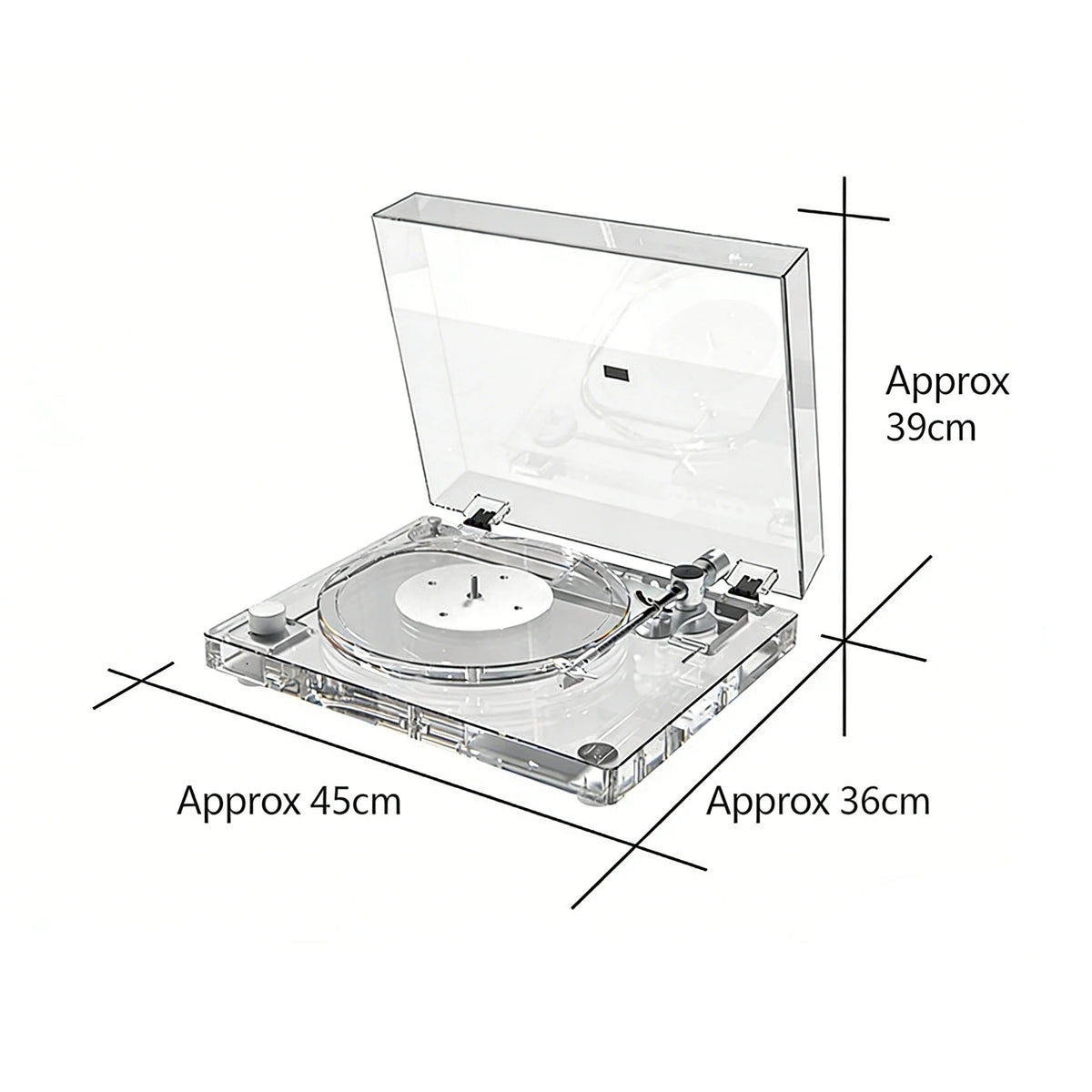 New Transparent Acrylic Vinyl Record Player with BT X10 Transmitter Modern Desktop Turntable for Stylish Wireless Music Playback