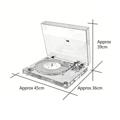 New Transparent Acrylic Vinyl Record Player with BT X10 Transmitter Modern Desktop Turntable for Stylish Wireless Music Playback
