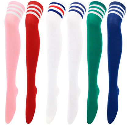 Women Jk Stockings Halloween Party Cosplay Socks Over Knee Thigh Socks Warm Stocking Women Boot Sock Triple Stripe Long Socks