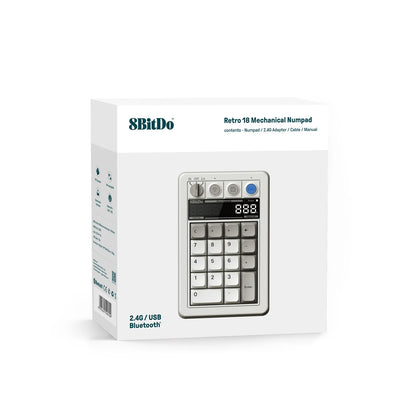 8BitDo Retro 18 Mechanical Numpad,  Bluetooth / 2.4G / Wired Numpad Supports Calculator Mode,for PC Windows and Android