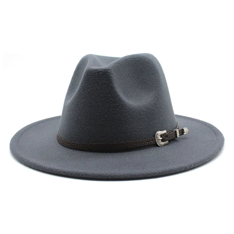 British Style Felt Jazz Fedora Hat 59-61CM Size Panama Trilby Hats for Women Men Gentleman Wedding Party Hat