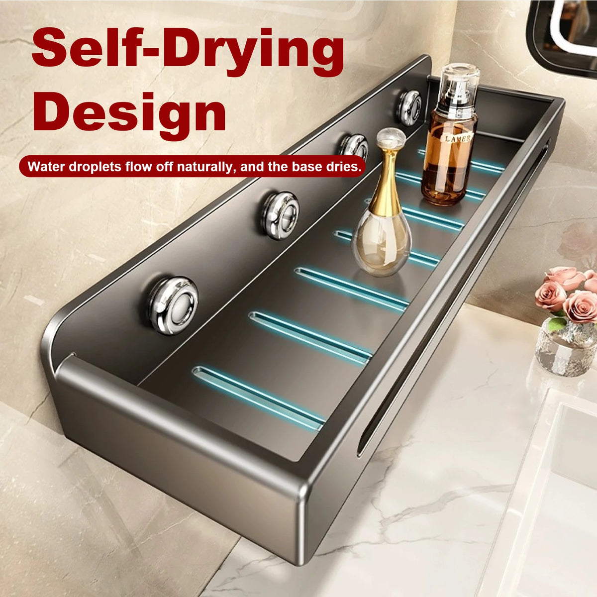 Bathroom Wall Shower Shampoo Rack No-punch Wall Mount Shower Storage Shelf Large Capacity Strong Load-bearing