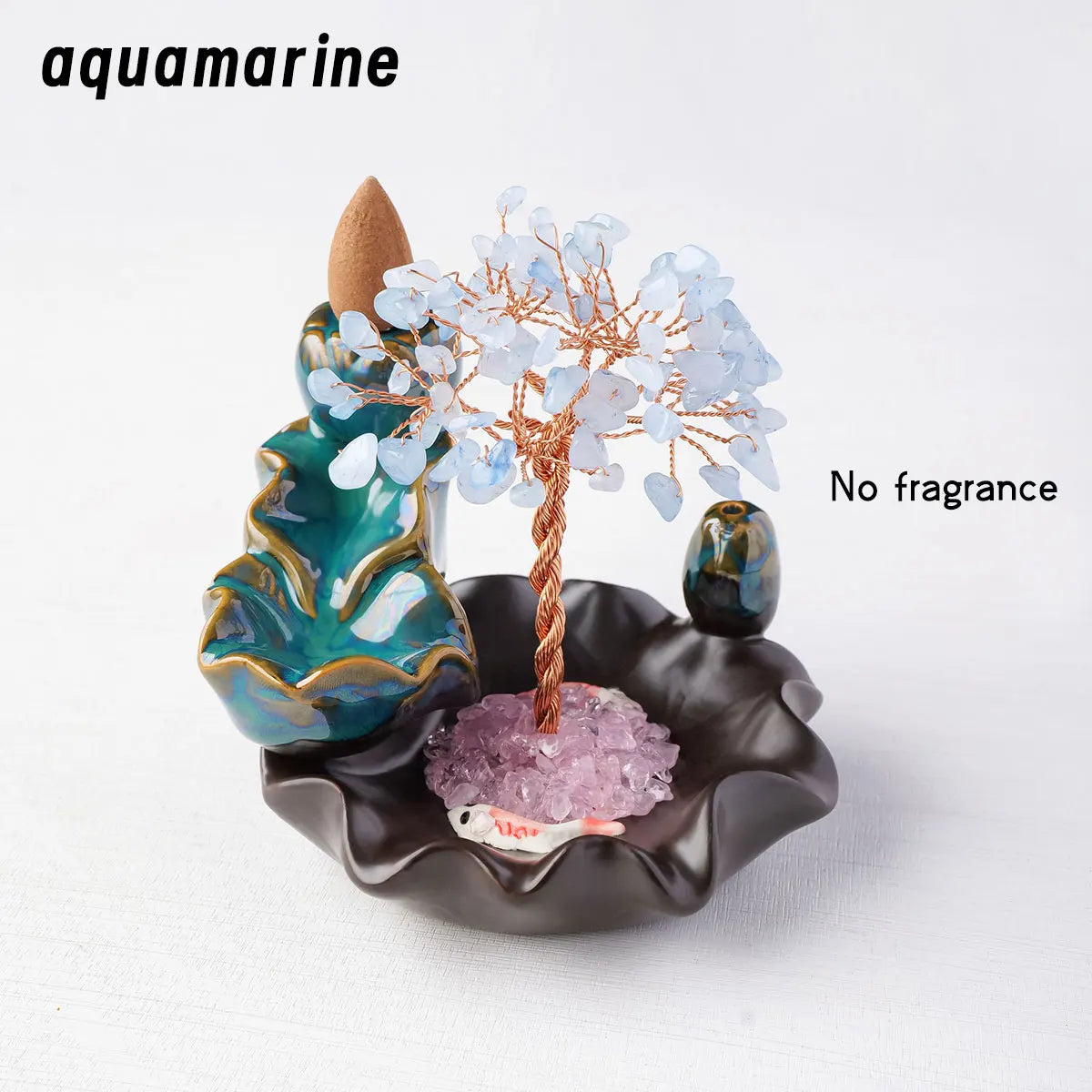 1pc Natural Crystal Seven Chakra Gravels a ceramic 7 flowing backflow cones featuring Phoenix Tail Lucky Tree Healing Gemstone O