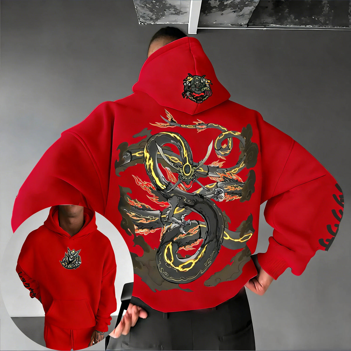 2026 Pokémon Handheld Game Rayquaza Printed Cotton Hoodie Spring/summer New Harajuku Unisex Loose Casual Y2K Parent-child Top