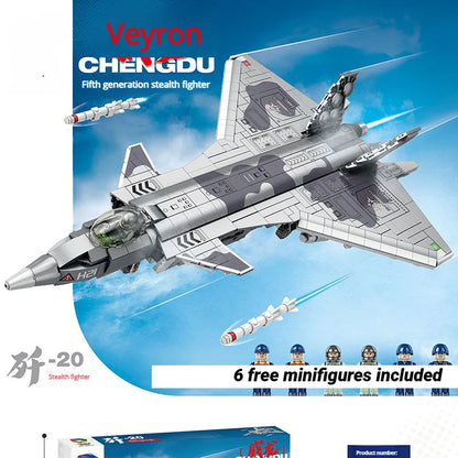 Air Force Military Theme Assembly Model J15 J20 Fighter Carrier-Based Aircraft Building Blocks Toy Gift For Boys