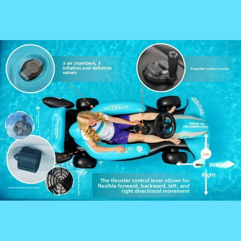 Inflatable Electric Floating Raft Racing Model Built-in Propeller Swimming Pool Water Entertainment Backrest Lounge Chair
