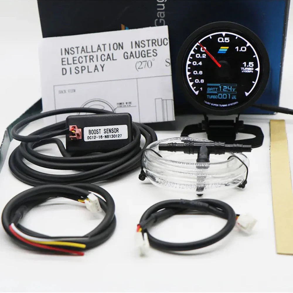 62mm GReddi LCD Digital Display Car Gauge Oil Pressure Oil Temperature Water Temperature Voltmeter Boost Gauge