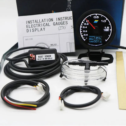 62mm GReddi LCD Digital Display Car Gauge Oil Pressure Oil Temperature Water Temperature Voltmeter Boost Gauge